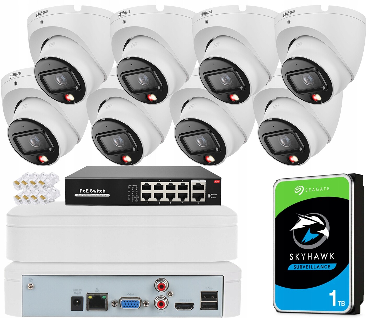 Monitorovací sada 8 kamer IPC-HDW1639T-A-IL 6Mpx Den/Noc Full Color PoE