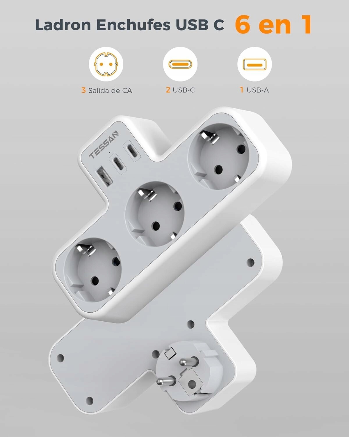 Nástěnná Zásuvková Lišta 3x Ac zásuvka 3x Usb