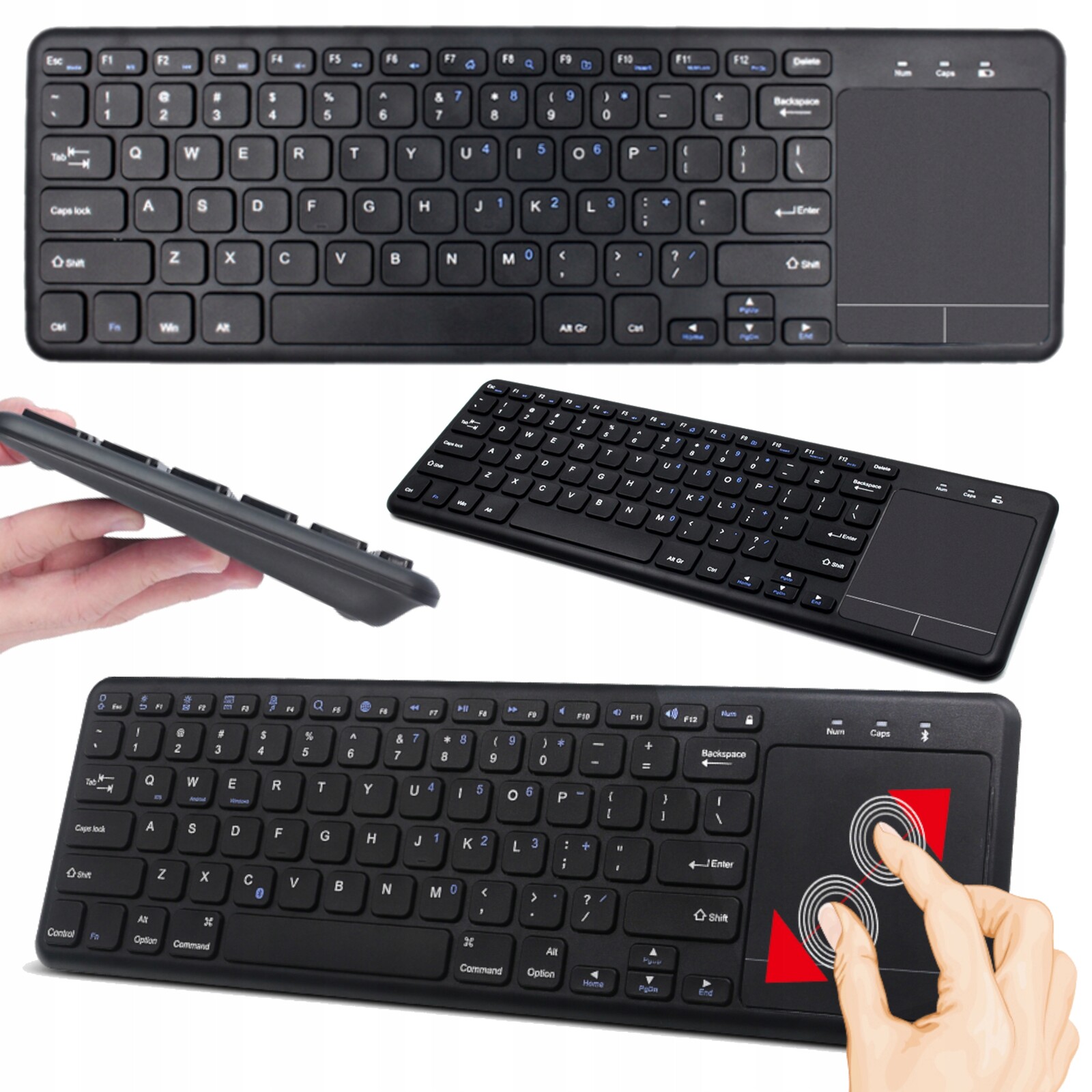 Membránová bezdrátová klávesnice, Wifi 2.4 GHz, vestavěný touchpad, Usb