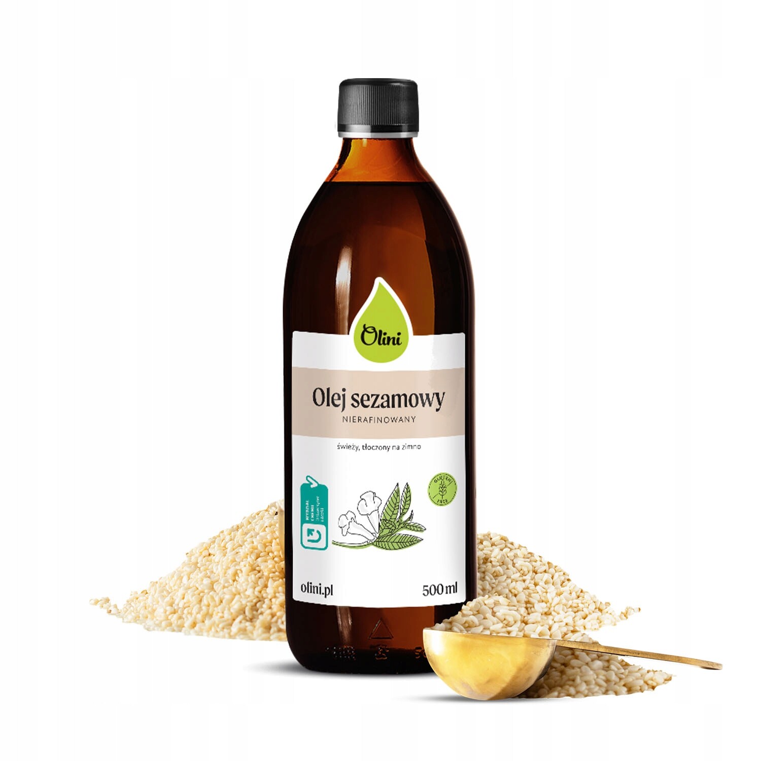 Sezamový olej 500 ml Olini lisovaný za studena, Nerafinovaný OMEGA-3