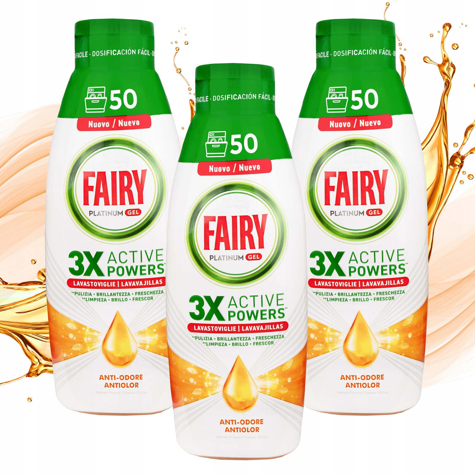 Fairy Gel do myčky Platinum Agrumi Citrusový 150 Mytí 3 x 900 ml