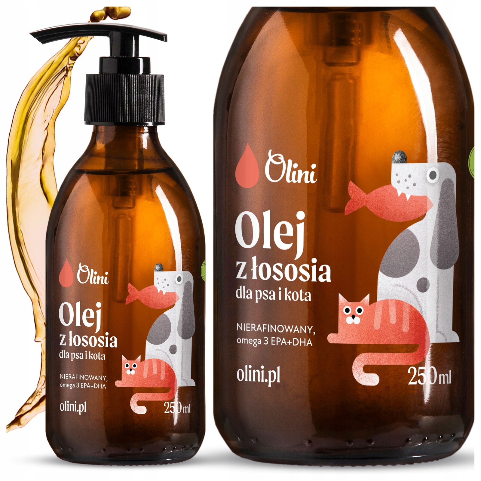 Lososový olej pro psa a kočku Omega-3 Nerafinovaný Olini 250 ml