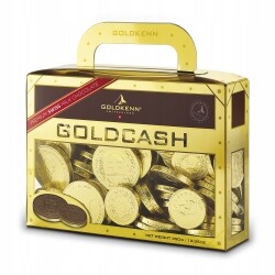 Kufřík se zlatými čokoládovými mincemi 350 g dárek ke Dni otců