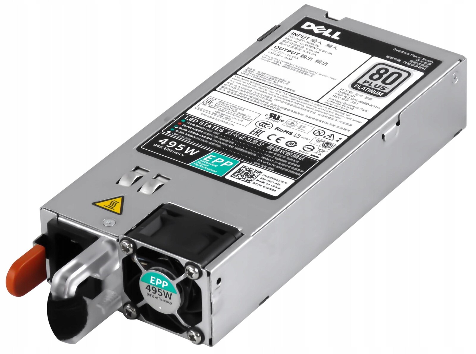 Dell 02FR04 495W 80-PLUS DPS-495BB A Poweredge R630 R730 T430 R73XD R530