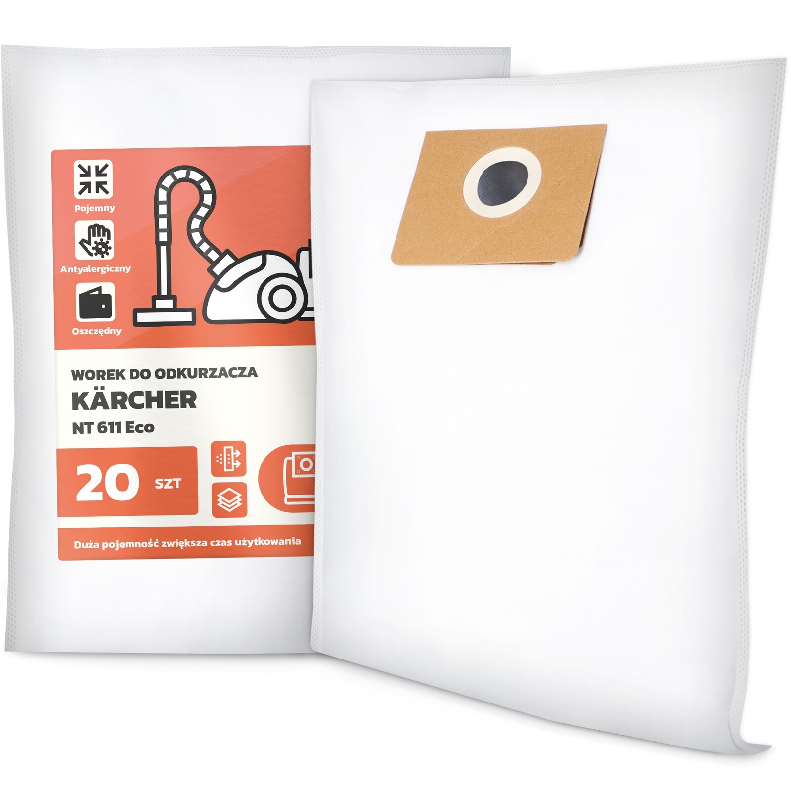 20 x Sáček Do Vysavače Kärcher Nt 611 Eco Syntetický Velký Sáček Sáčky G9