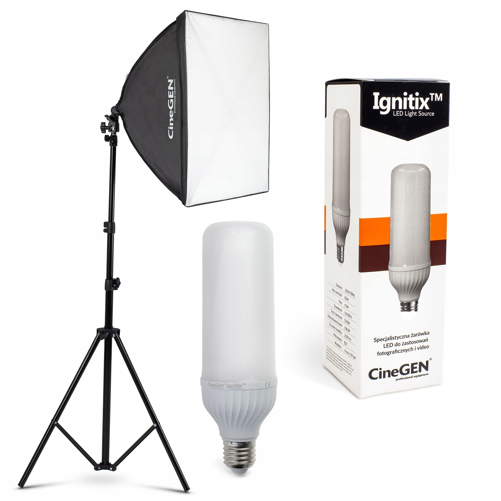 Led lampa pro foto Softbox 60x60 cm Žárovka 85W Stativ