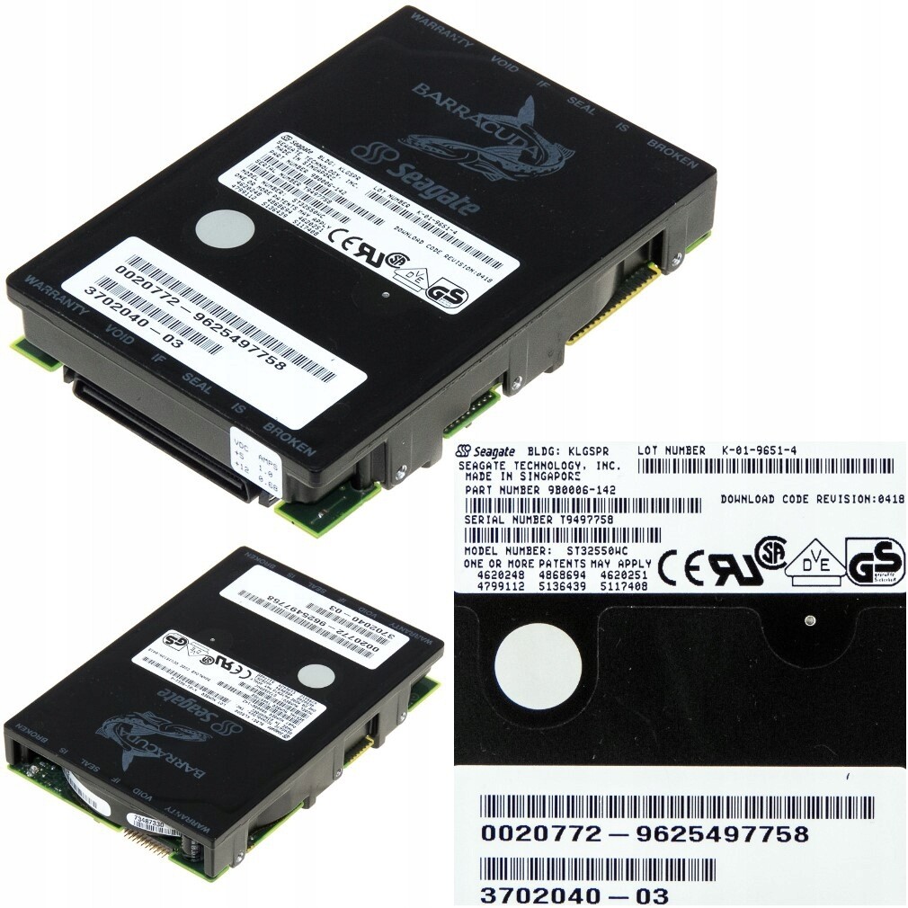 Sun 3702040-03 2.1GB 7.2K Scsi 80-PIN ST32550WC