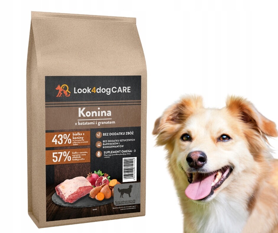 Krmivo pro psy Look4dog Care Konina dospělý pes bez kuřecího proteinu 6 kg