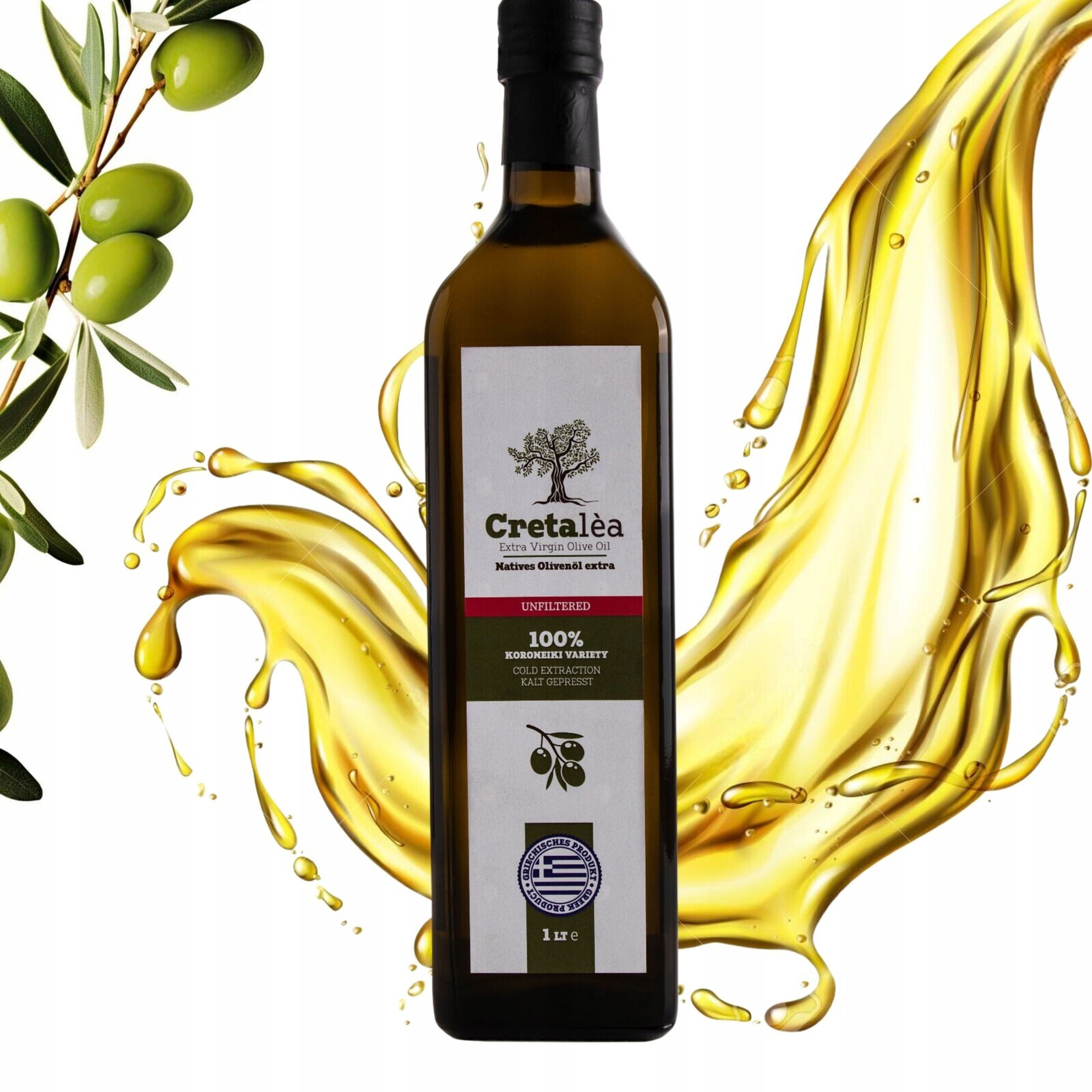 Extra panenský olivový olej 1 l Řecký Nefiltrovaný Datum 03/2027