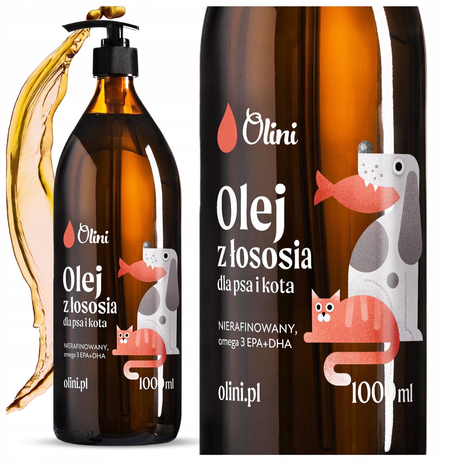 Lososový olej pro psa a kočku Omega-3 nerafinovaný Olini 1L