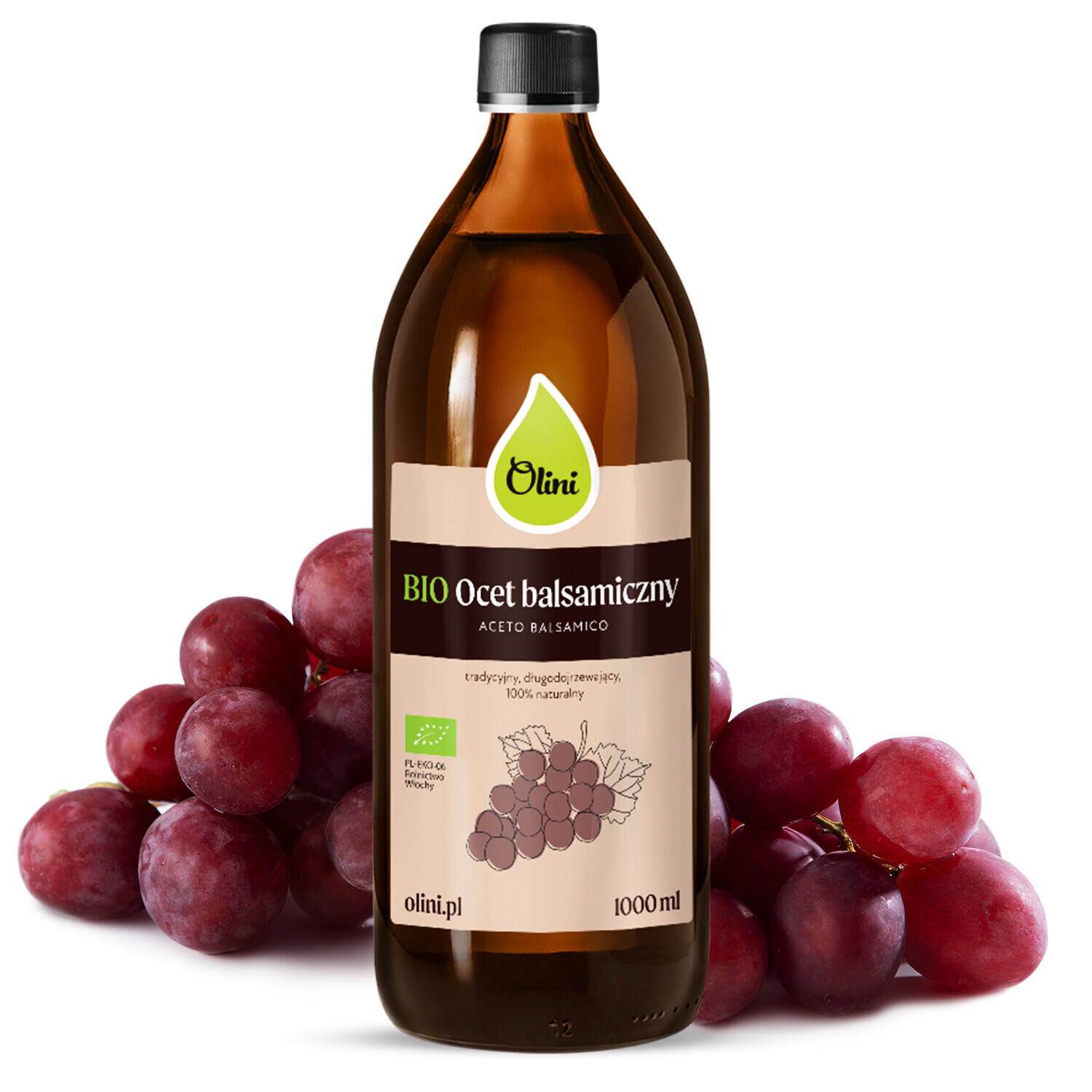 Balzamikový ocet Bio 100% přírodní z Itálie s hlubokou chutí Olini 1 l