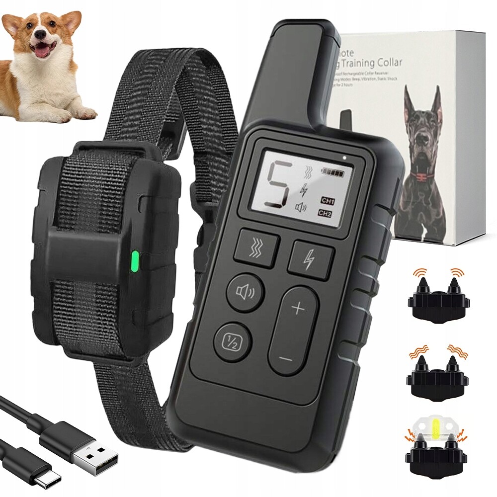 Elektrický Výcvikový Obojek Pro Psa S Displejem, 2 Režimy 300 Mah