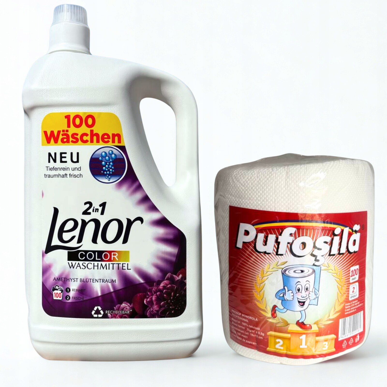 Lenor Tekutý Gel Na Praní Barev 2v1 100 praní 5 l papírový ručník Set