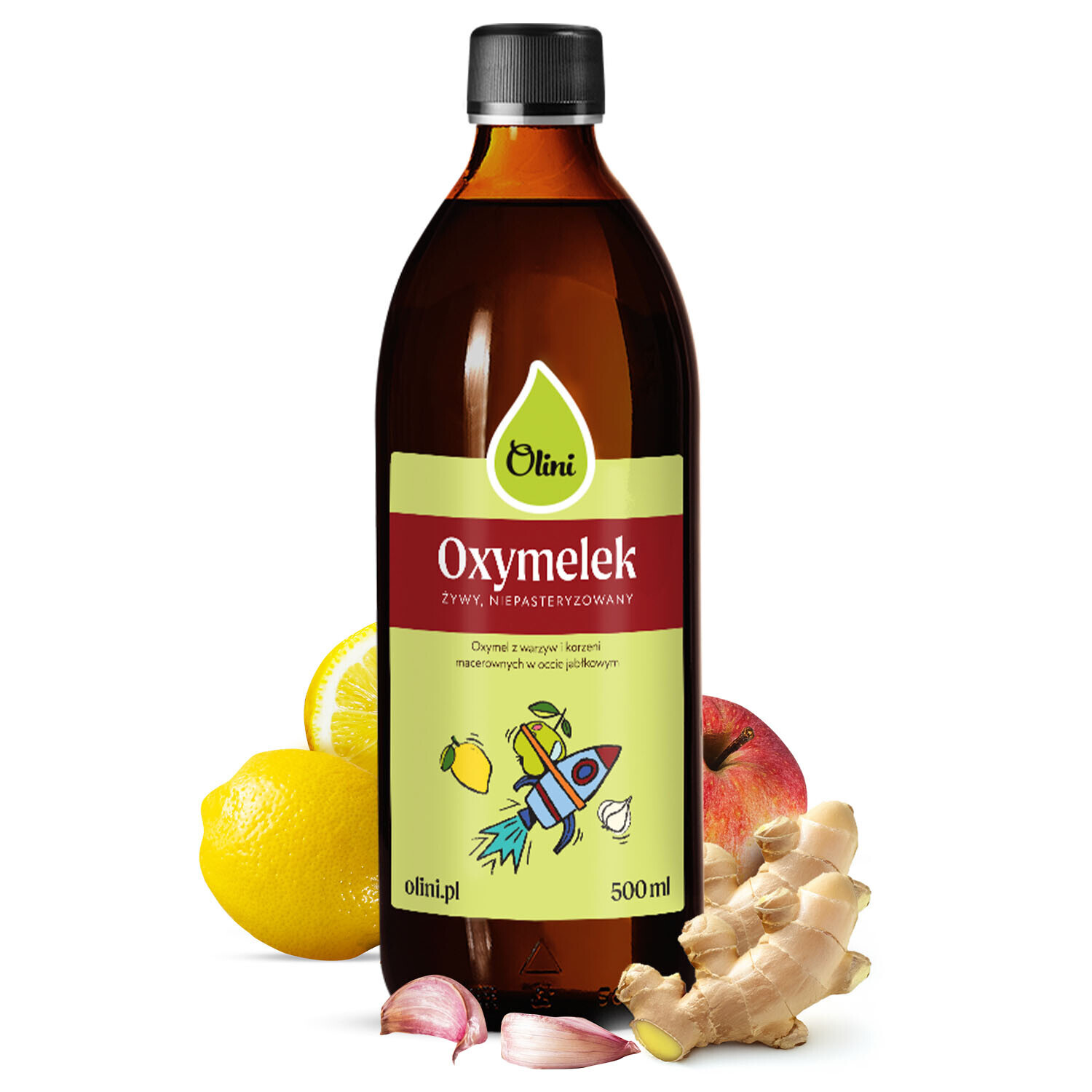 Oxymel pro děti Olini ocet a med Oxymelek podporuje imunitu 500 ml
