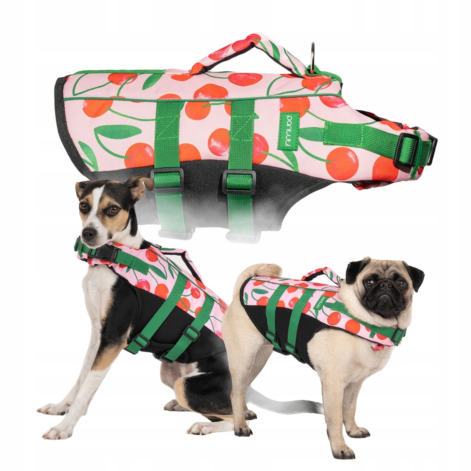 Kapok záchranná vesta do vody pro psa s třešničkami Cherry Pup XL