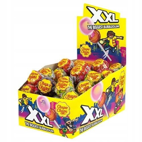 Chupa Chups XXL The biggest Bubblegum Lízátka s žvýkačkou 25 ks 3 příchutě