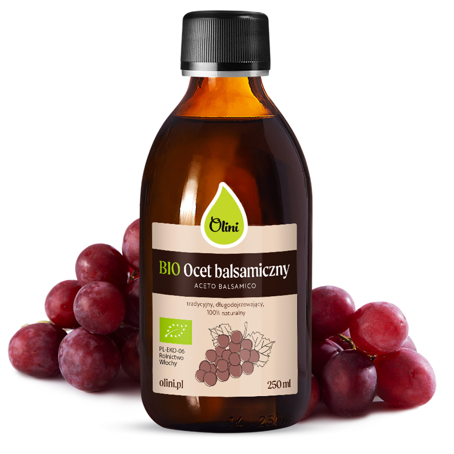 Balzamikový ocet Bio 100% přírodní z Itálie hluboká chuť Olini 250 ml