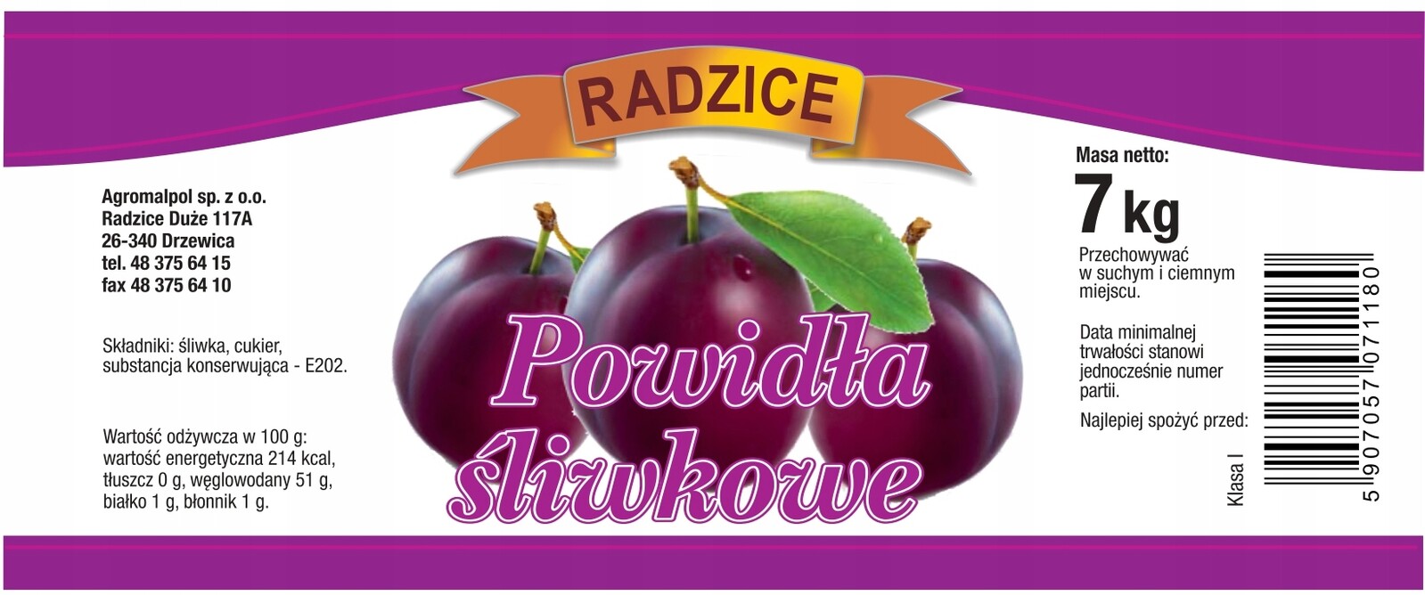 Švestková povidla z roztřepeného ovoce 7 kg Zpracovatelská firma Radzice