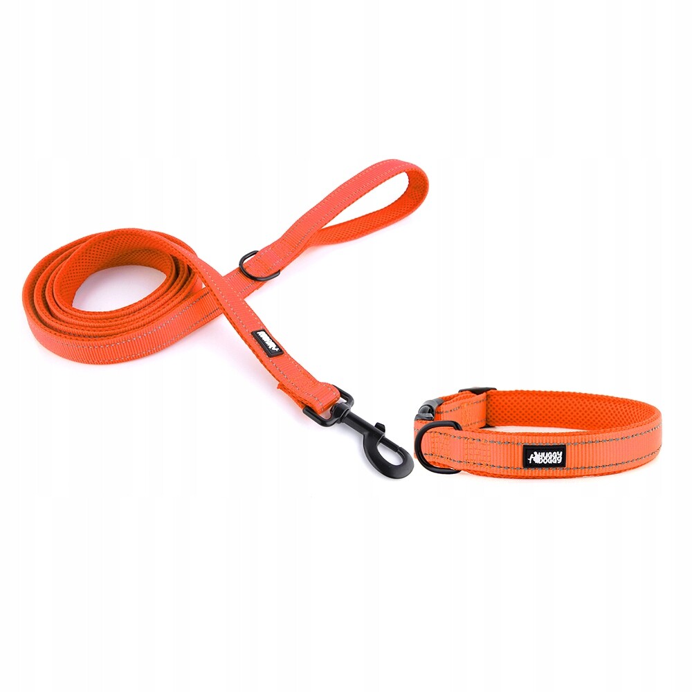 Vodítko a obojek pro psa Oranžová sada pro velkého psa Huggy Doggy L