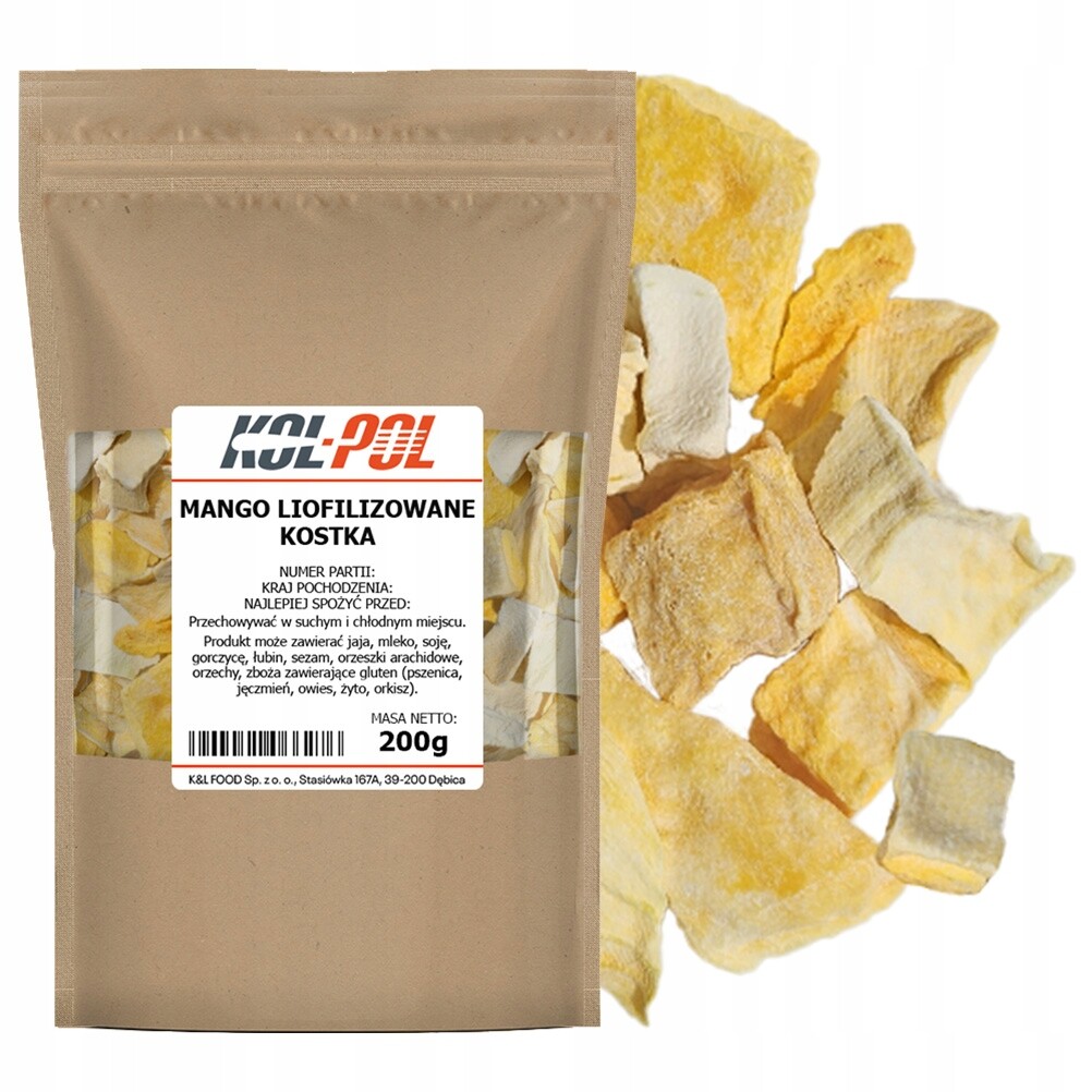 Lyofilizované Mango 200 g Přírodní kostka Lyofilizované ovoce Kol-Pol