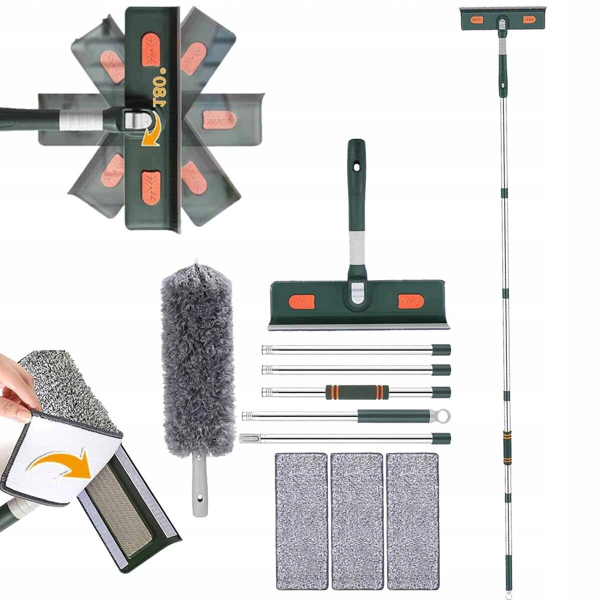 Mop Myčka Oken Zrcadel Skel Stěrka Okna Mikrovlákno Teleskopická