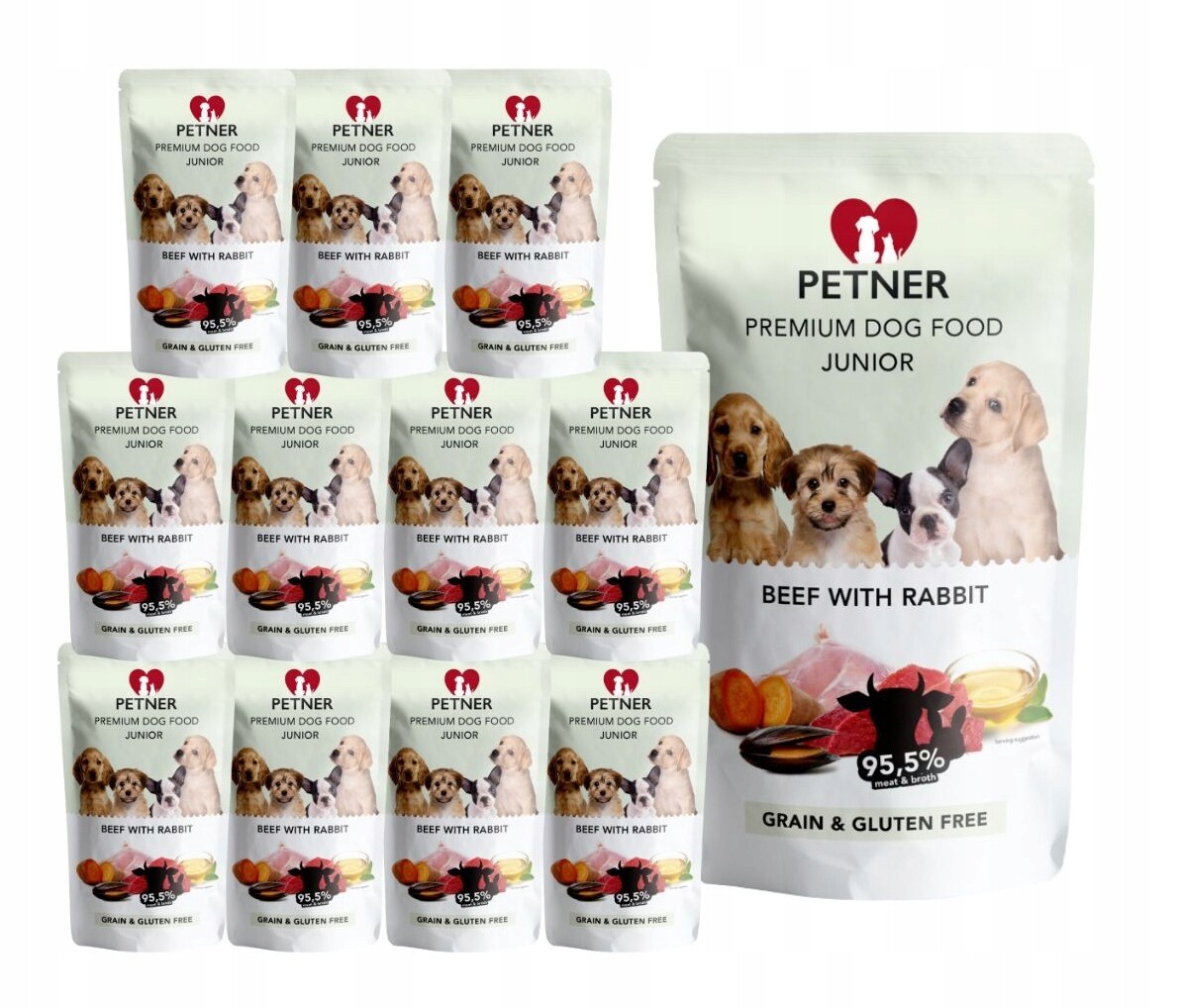 Petner Vlhké krmivo pro psy Junior Hovězí a králík 6x500g