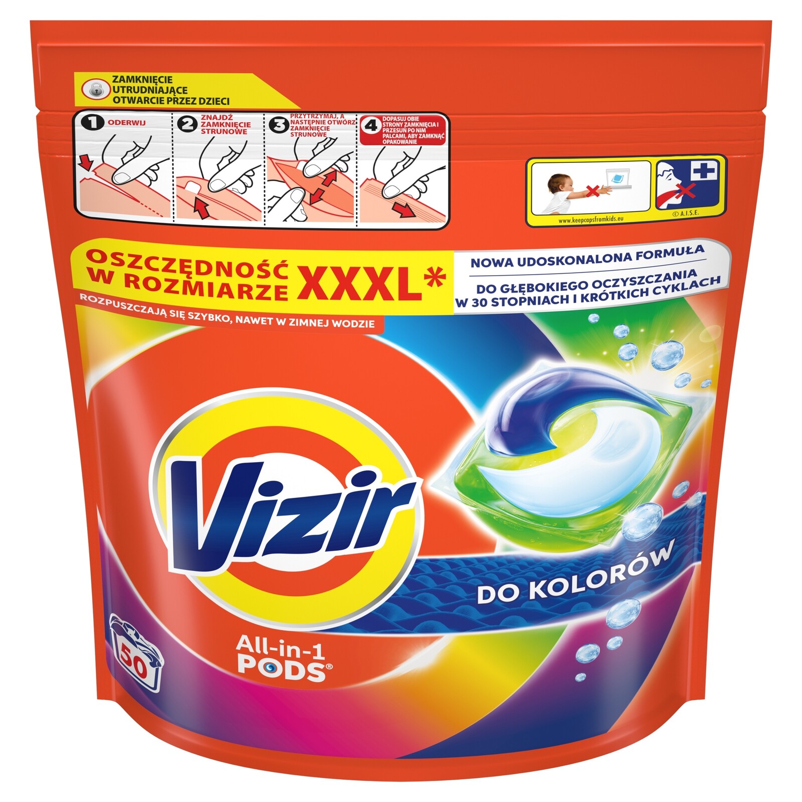 Vizir Kapsle na barevné prádlo Kapsle na praní, 50 praní