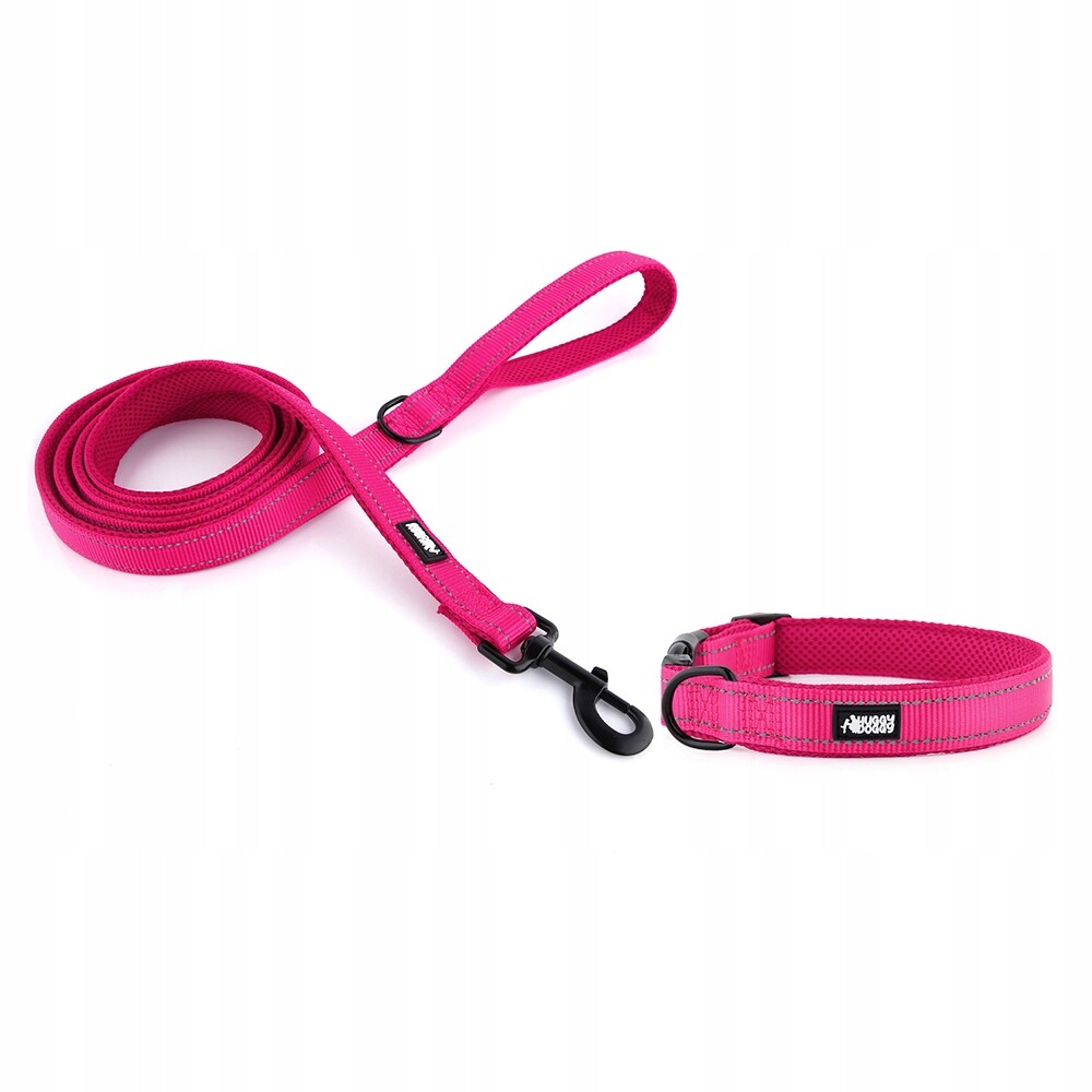 Sada obojku a vodítko Růžová sada pro malého psa Huggy Doggy Xs