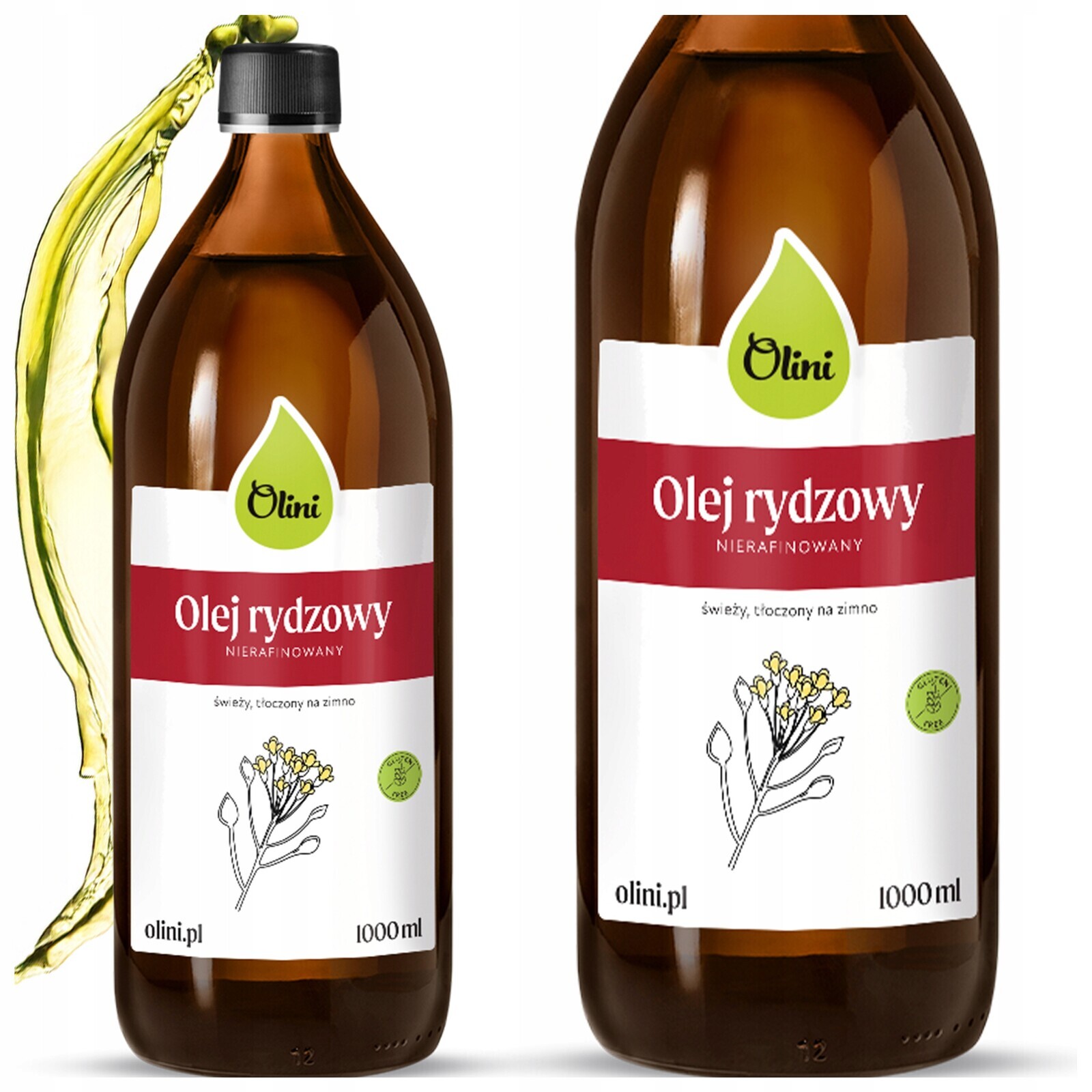 Lněný olej Omega-3 6 a 9 lisovaný za studena 1 l Olini