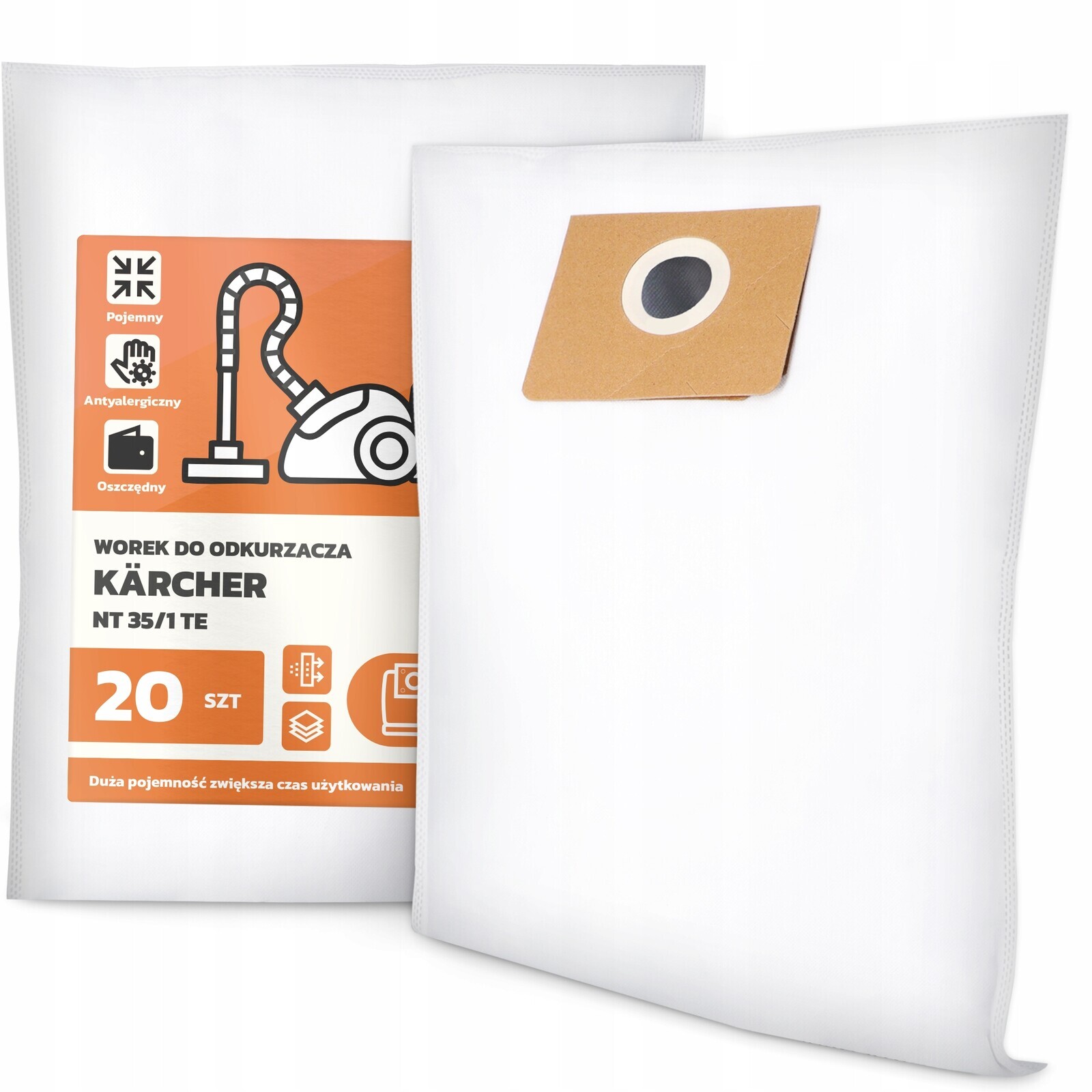 20 x Sáček Do Vysavače Kärcher Nt 35/1 Te Syntetický Velký Sáček Sáčky G9