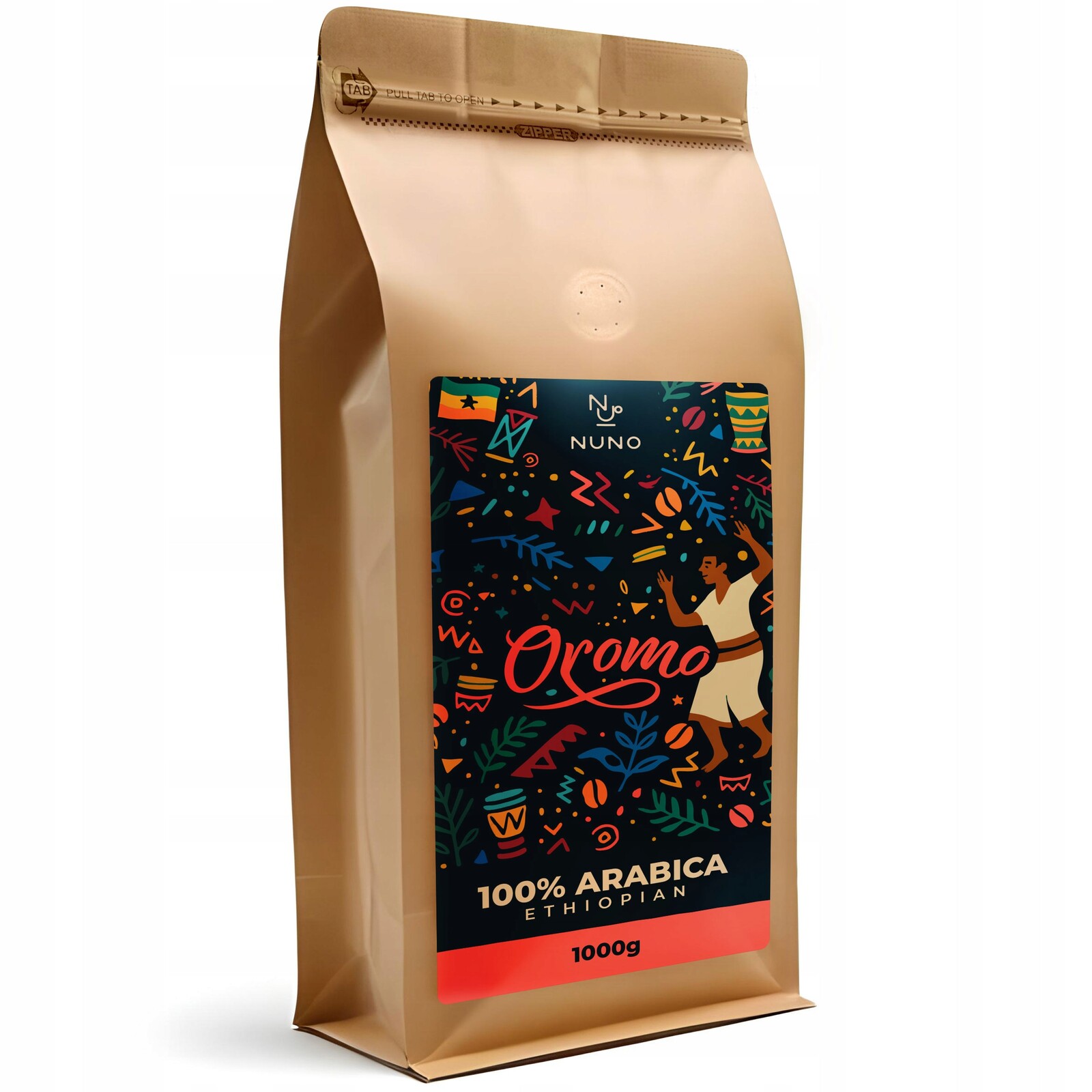 Káva zrnková 100% Arabica Nuno Oromo Ethiopia 1 kg, Čerstvě pražená