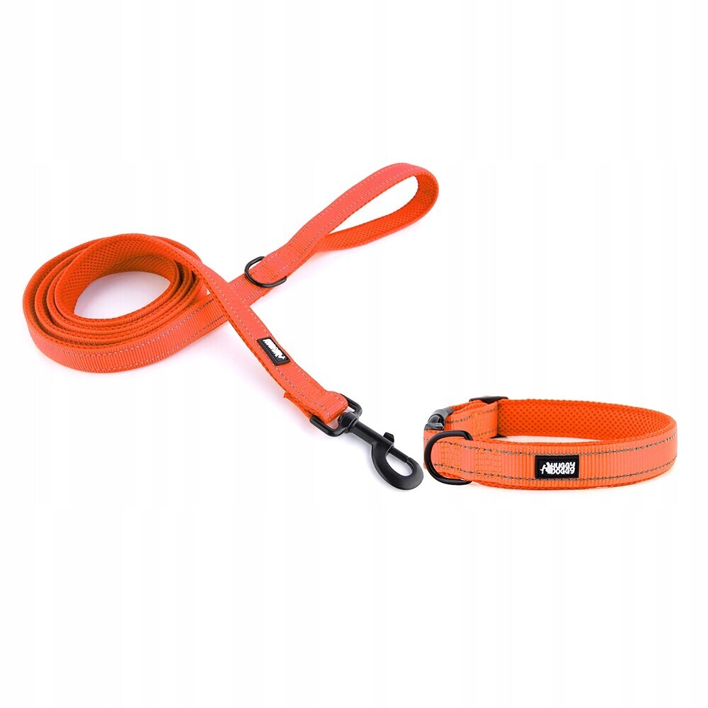 Sada obojku a vodítko Oranžová sada pro štěně Huggy Doggy Xs