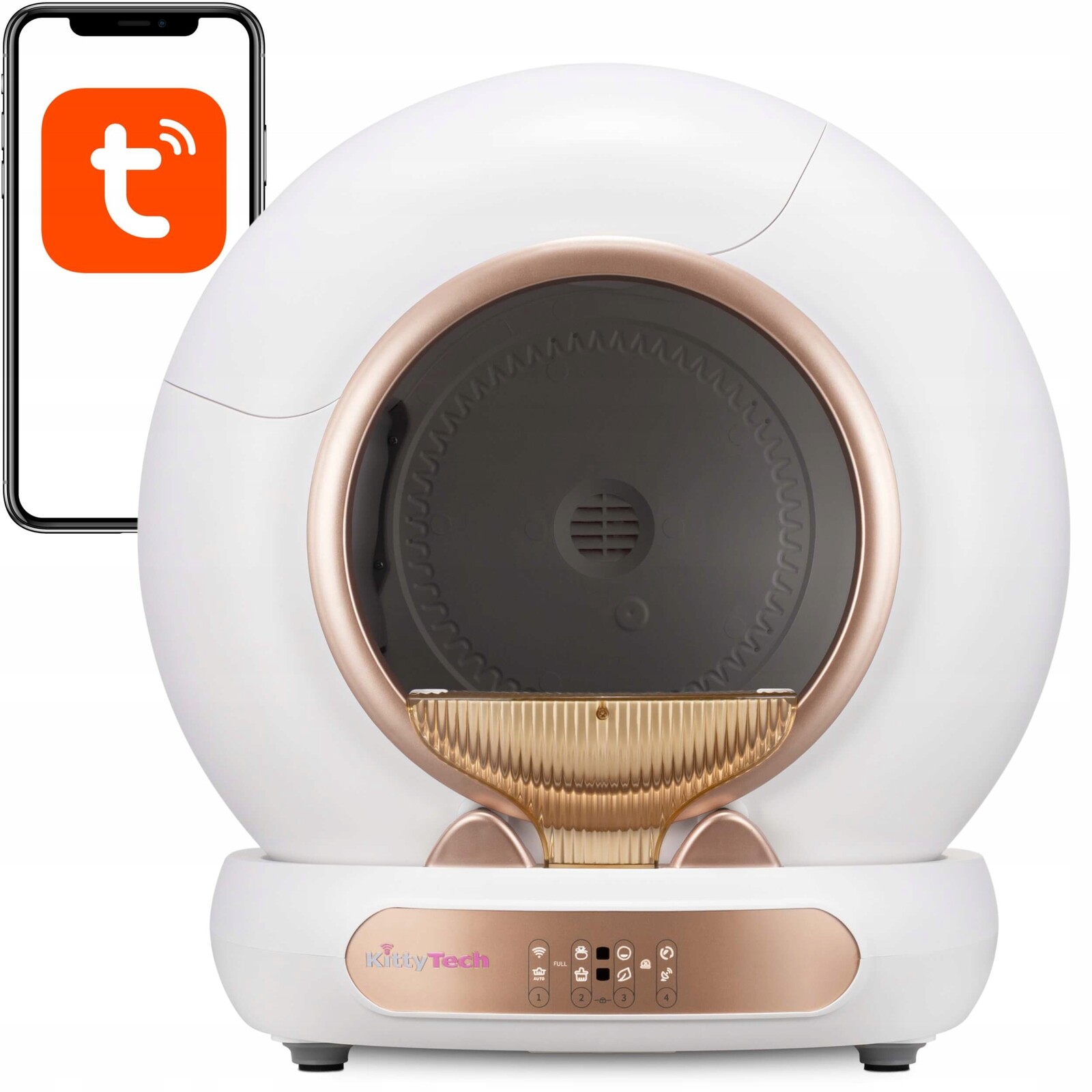 Automatická samočistící toaleta pro kočky Tuya PurrLux zlatá KittyTech