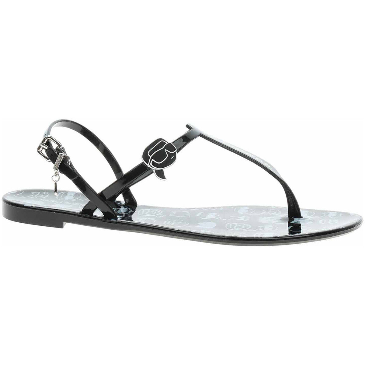 Karl Lagerfeld  dámské plážové KL80002G V01 black rubber w-white  Černá