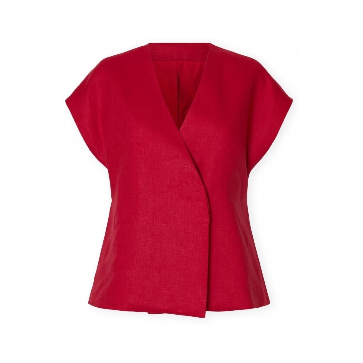 Selected  W Top Lia Linen - Sawy Red  Červená