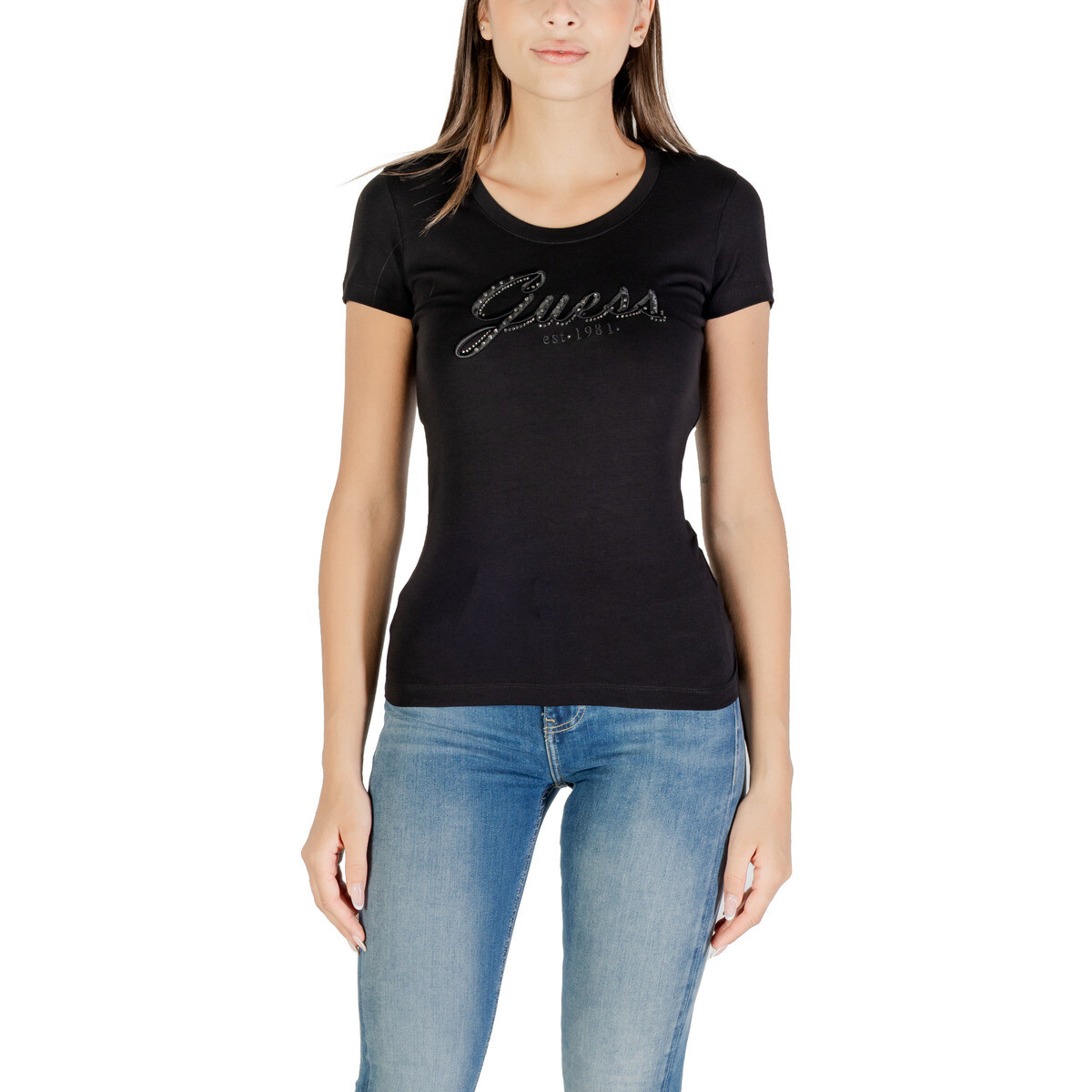 Guess  CN SS EMBRO SCRIPT LOGO TEE W5YI46 J1314  Černá