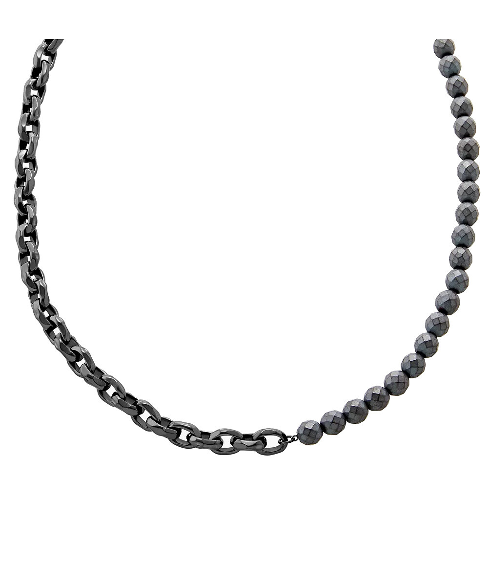 Armani Exchange Módní pánský náhrdelník s korálky hematitu AXG0150060