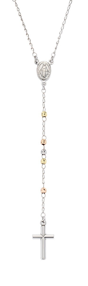 Amen Stříbrný tricolor náhrdelník růženec Rosary CRO30BBRGD