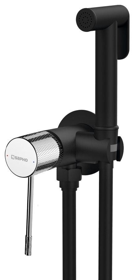 SAPHO SOLARIS podomítková bidetová baterie se Stop sprškou, kulatá, černá mat/chrom WD040BC