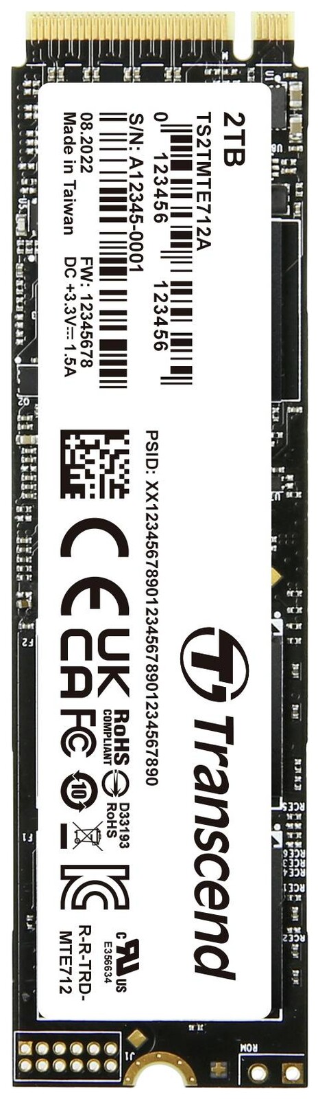 Transcend MTE712A 2 TB interní SSD disk NVMe/PCIe M.2 PCIe NVMe 4.0 x4 Industrial TS2TMTE712A