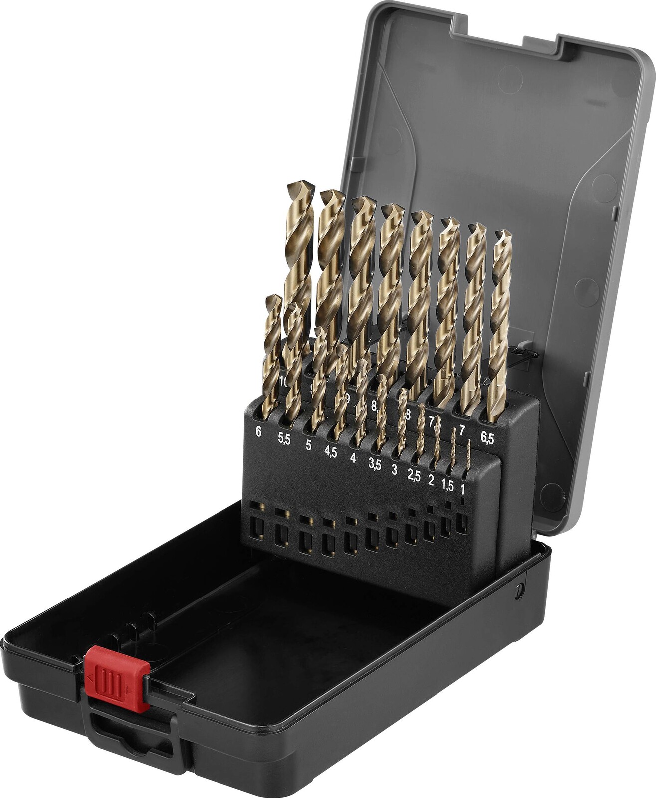 TOOLCRAFT TO-9913155 HSSE-Co 5 sada spirálových vrtáku do kovu 19dílná 1.0 – 10.0 mm válcová stopka 1 sada