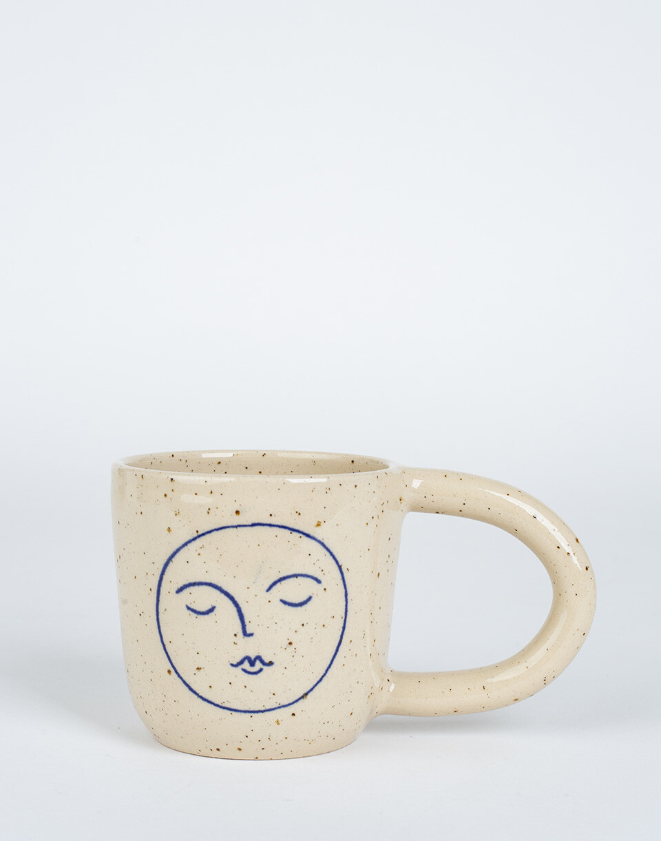 In August Company Large Mug Outline Moon Drawing Blue