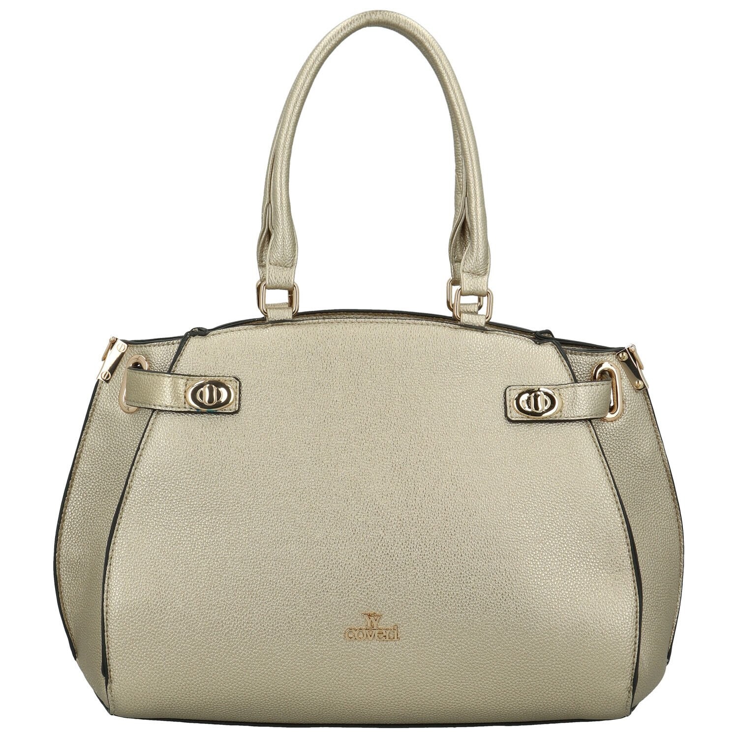 Módní dámská koženková kabelka do ruky Pessi, zlatá