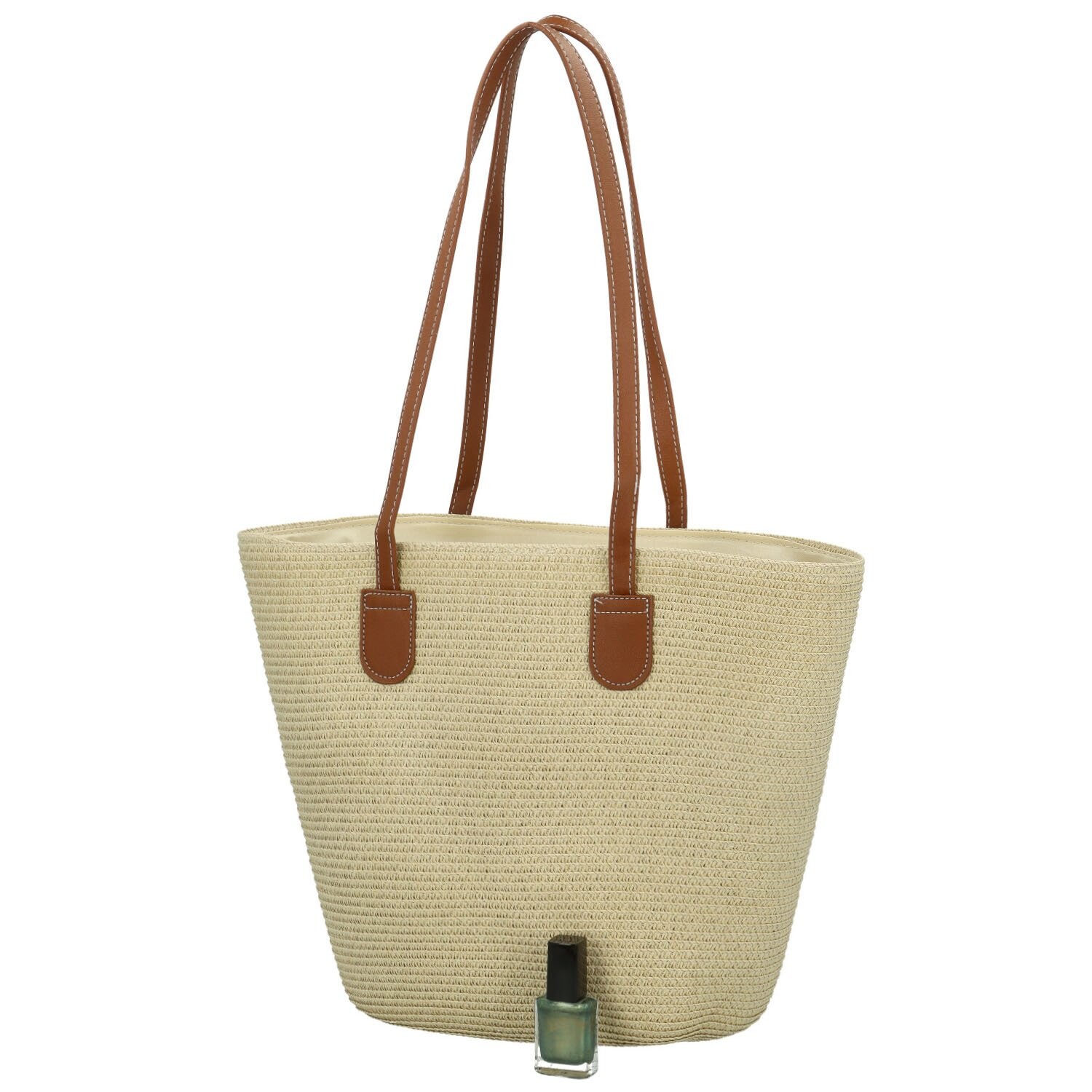 Módní dámská slaměná kabelka na rameno Sadie, krémová