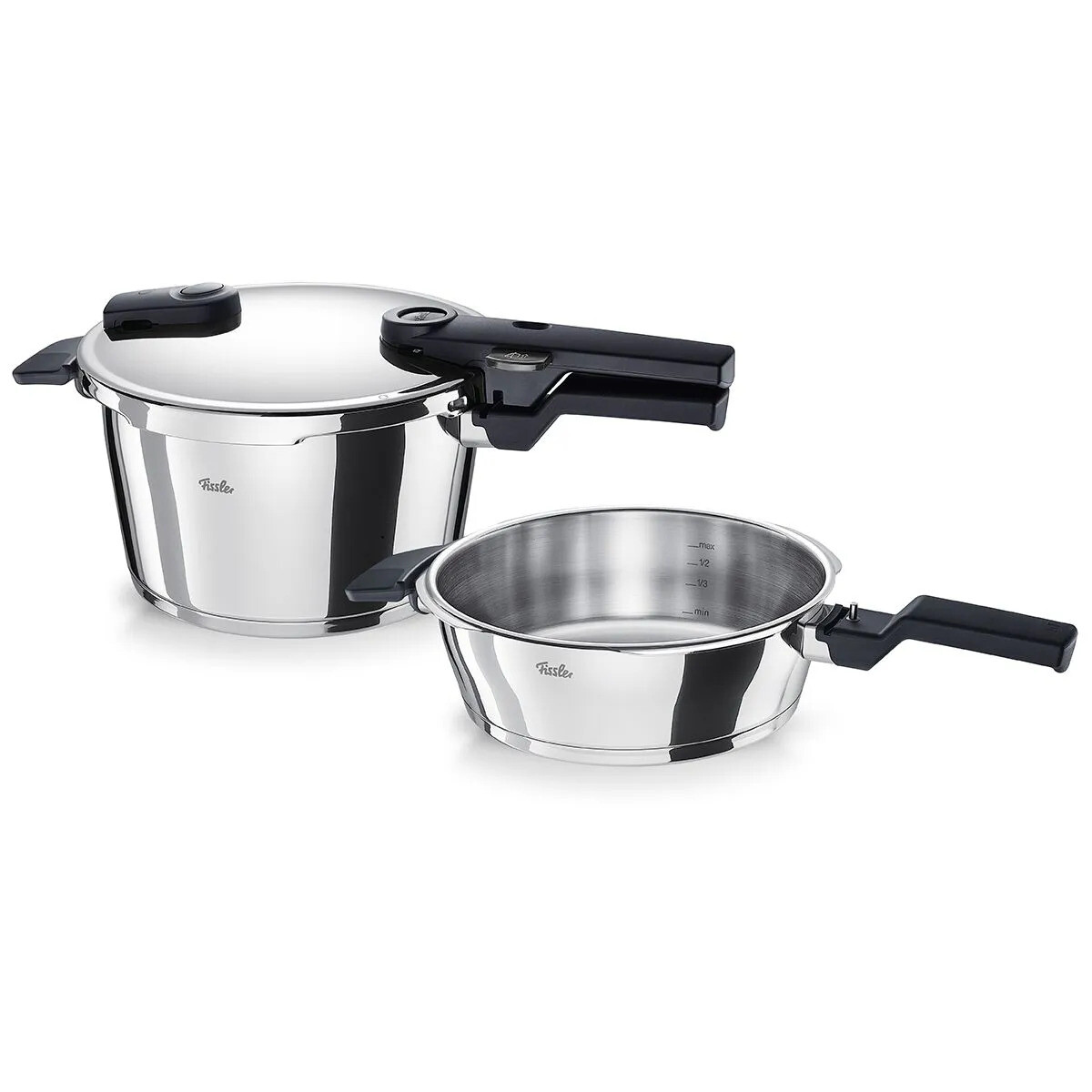 Tlakový hrnec VITAQUICK 2,5 l + 4,5 l, sada 2 ks, stříbrná, nerezová ocel, Fissler