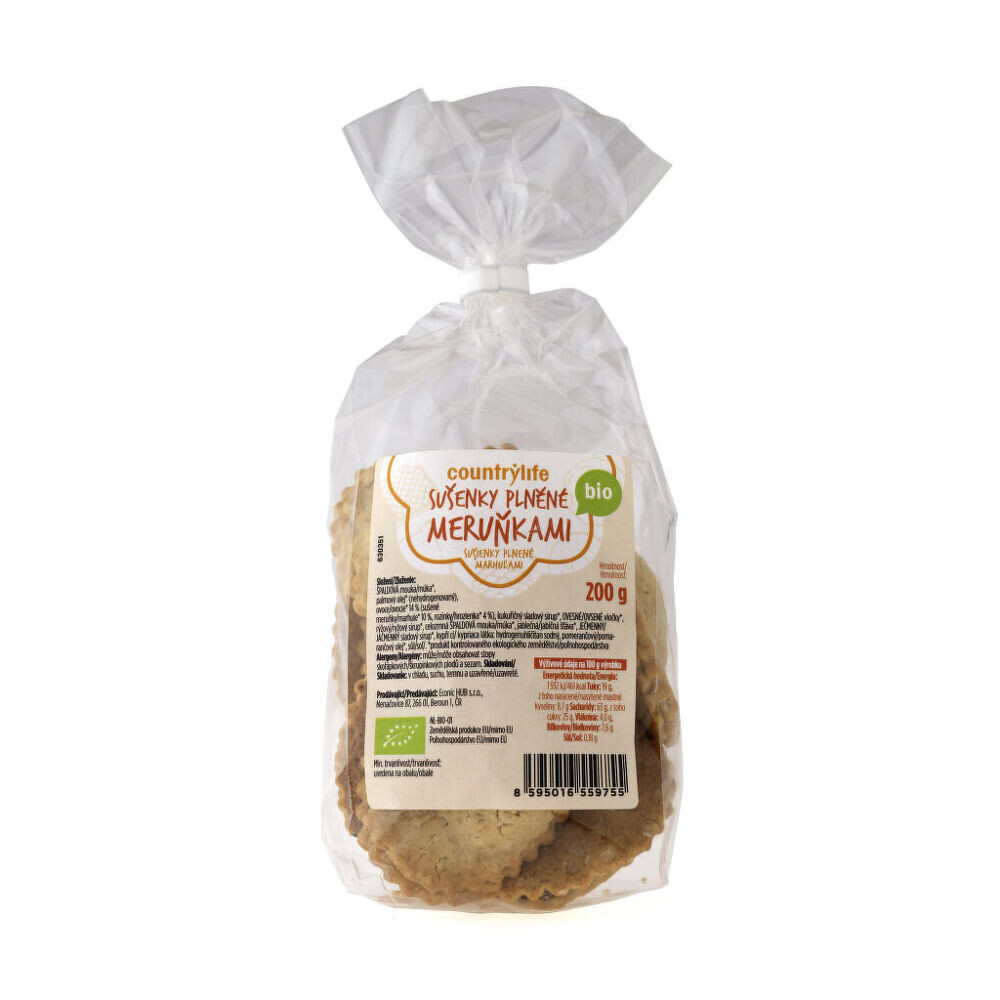 Sušenky plněné meruňkami 200 g BIO COUNTRY LIFE