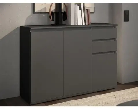 Komoda se 2 šuplíky Brest, 119 cm, antracitová