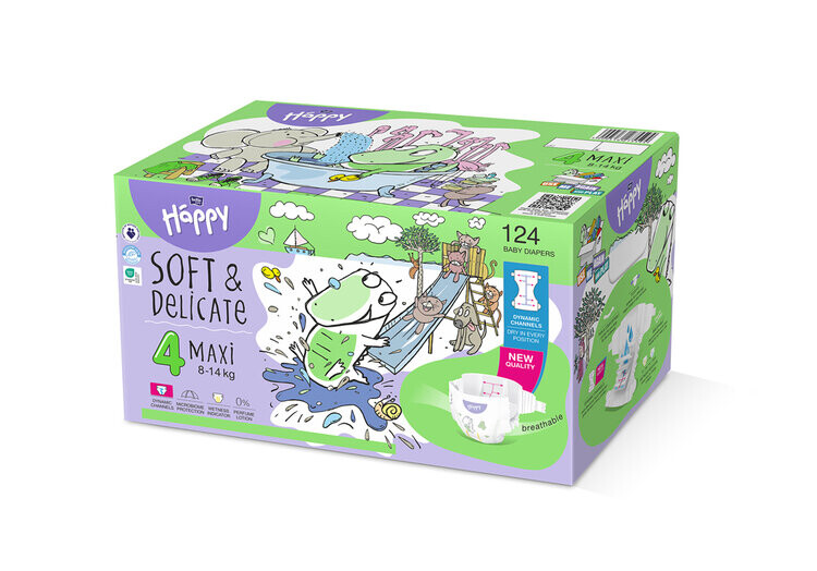 2x BELLA HAPPY Baby Pleny jednorázové Maxi Box 8-14 kg 62 ks