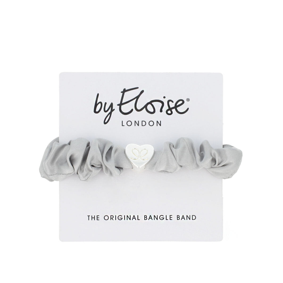 By Eloise London Silk Scrunchie Silver Heart Moonlight náramek / gumička do vlasů pro ženy