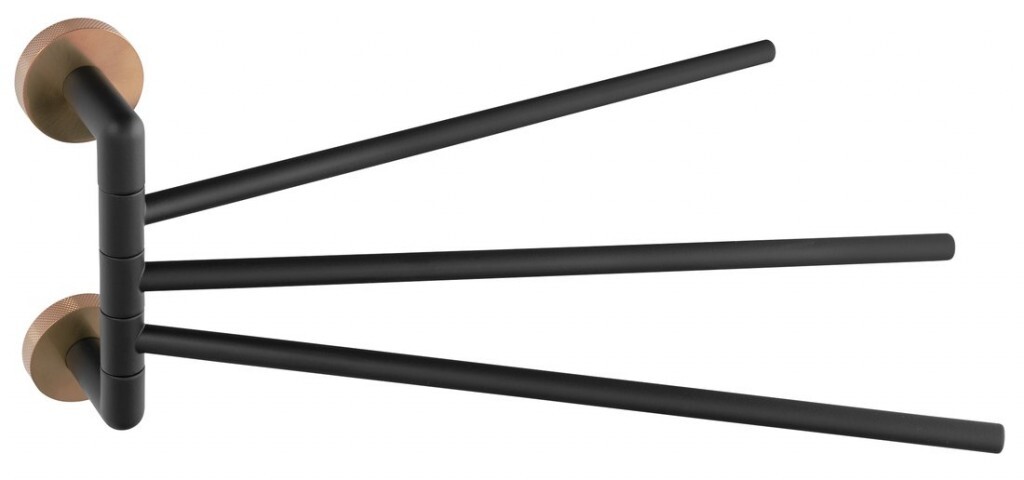 SAPHO LARISSA trojitý držák ručníků otočný 350, černá/měď mat WS022BC